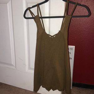 Army green cross cross tank top